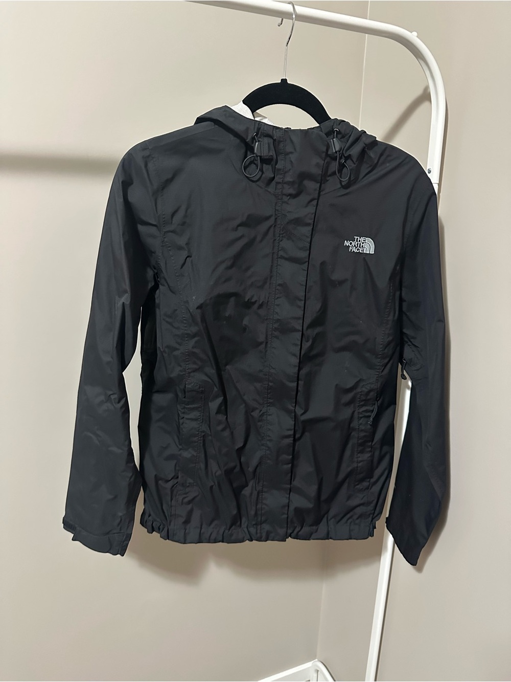 The North Face Black Jacket with Patterned White Lining